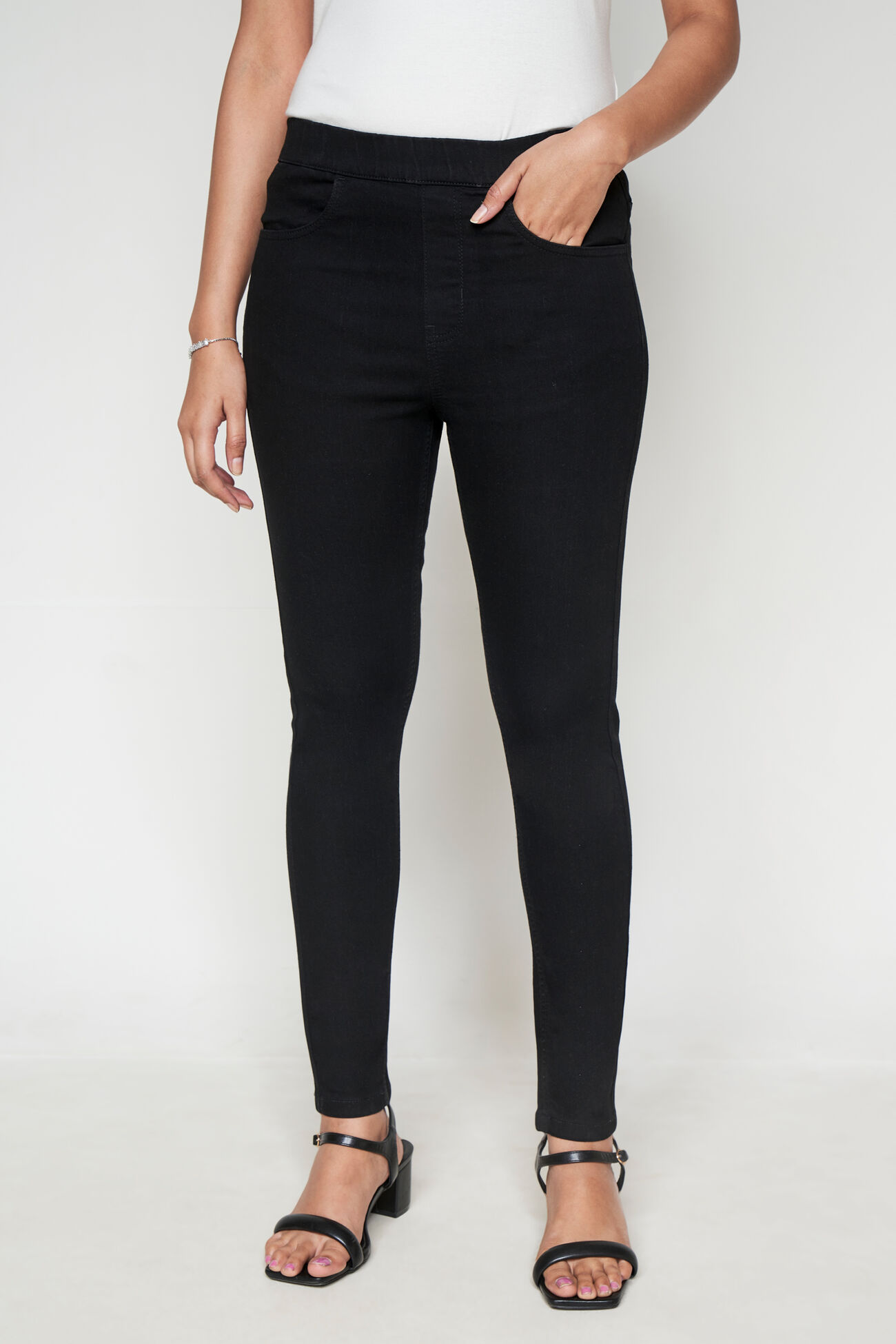 Black Skinny Jeggings, Black, image 1